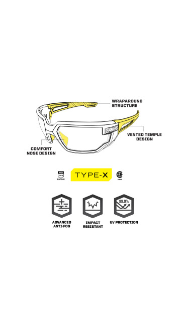 Type-X | Black Frame | Blue Mirror Lens, Black, large