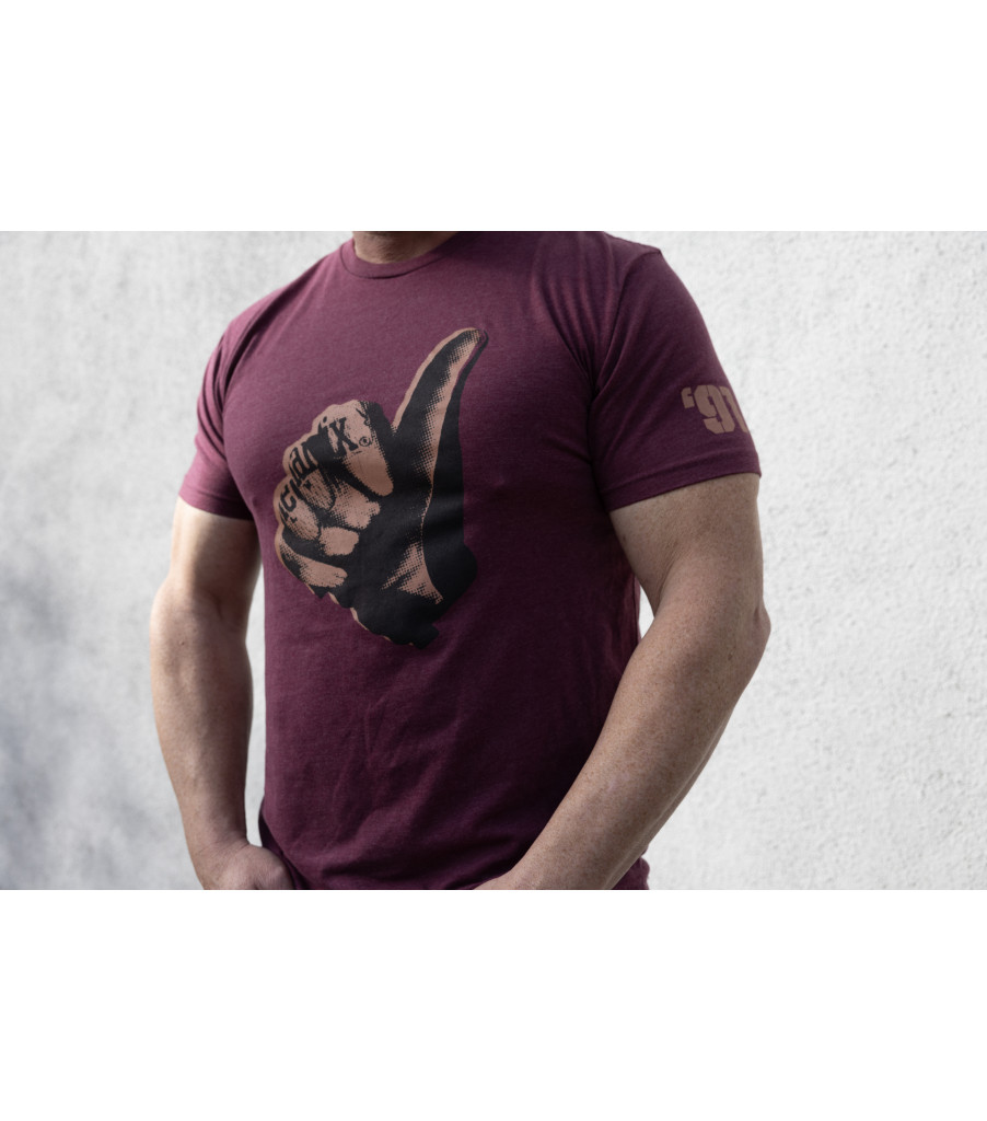 Thumbs Up T-Shirt, Burgandy, large image number 1