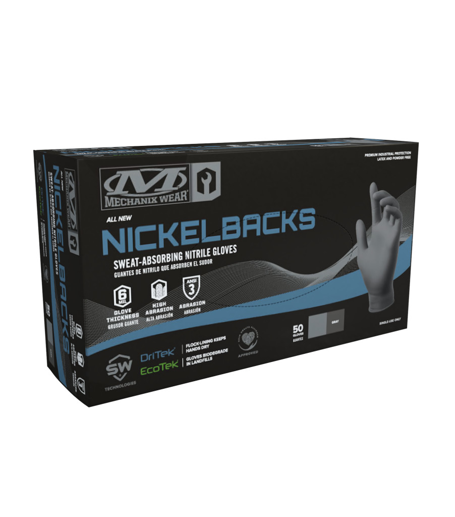 Nickelbacks: 6 Mil Sweat-Absorbing Nitrile Gloves (Pack of 50), Grey, large image number 0