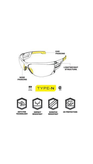 Type-N | Clear Frame | Clear Lens, Clear/Black, large